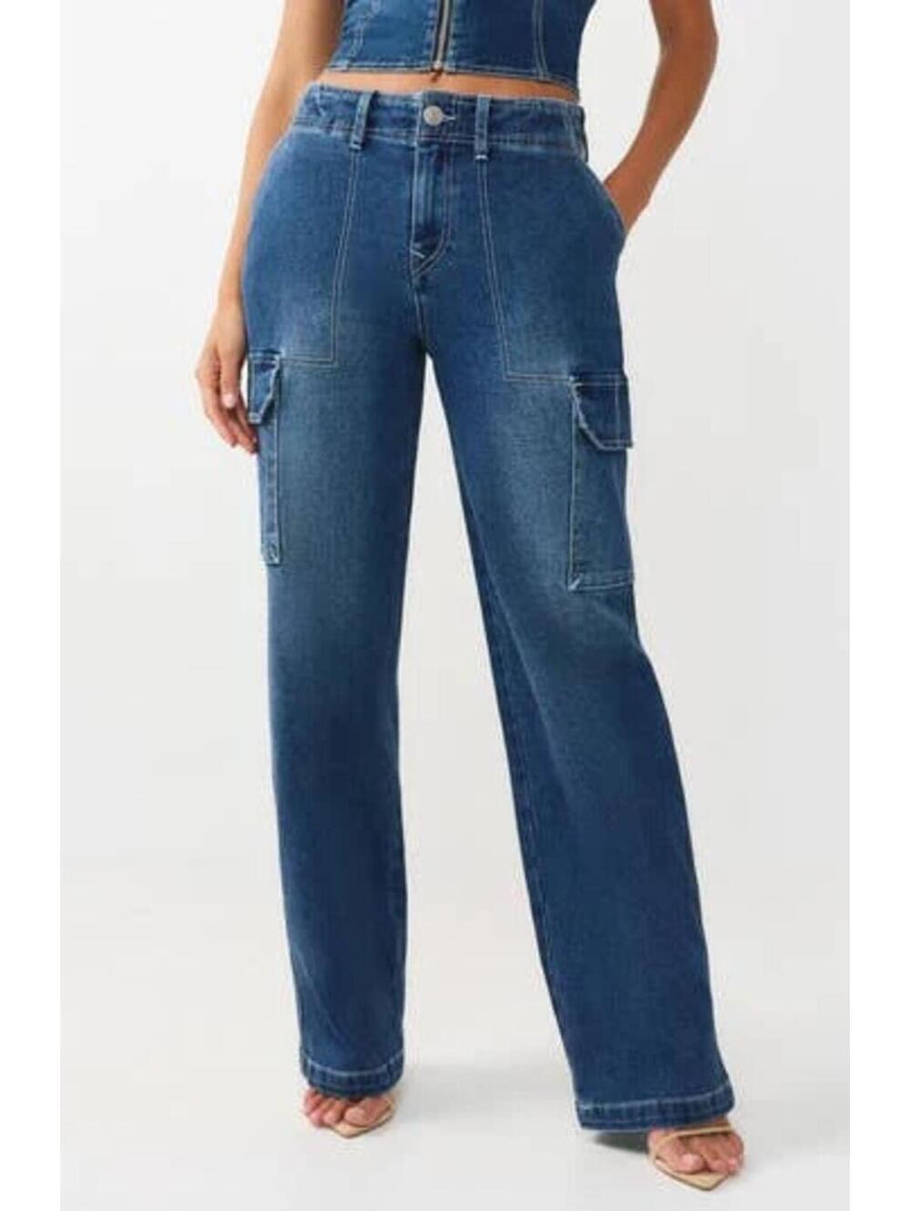 NWT True Religion Cargo Straight Jeans 29x32 Utility Denim Pants